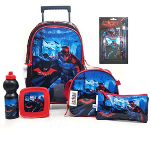 ست 12 در 1 کوله پشتی چرخدار 46 سانتی بتمن مدل Trolly Bag - Promotion Items 12 in 1 - The Batman _کوله پشتی